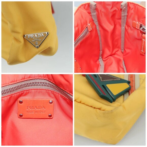 PRADA Hand Bag Nylon Yellow - Picture 13 of 15